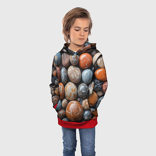 Детская толстовка Мокрые камушки / 3D-Красный – фото 3