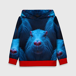 Толстовка-худи детская Синие капибары, цвет: 3D-красный