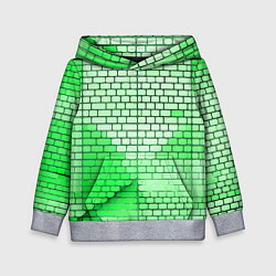 Толстовка-худи детская Зелёные кирпичики, цвет: 3D-меланж
