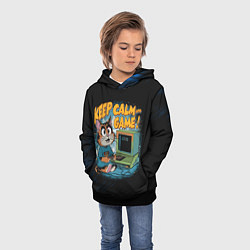 Толстовка-худи детская Котик игроман, цвет: 3D-черный — фото 2