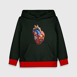 Толстовка-худи детская Керамическое сердце с росписью, цвет: 3D-красный