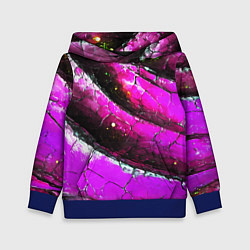Толстовка-худи детская Розовая волнистая абстракция, цвет: 3D-синий