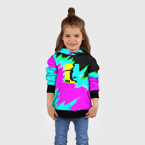 Детская толстовка NBA неоновые краски текстура / 3D-Черный – фото 4