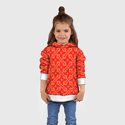 Толстовка-худи детская Абстрактный оранжевый узор, цвет: 3D-белый — фото 2