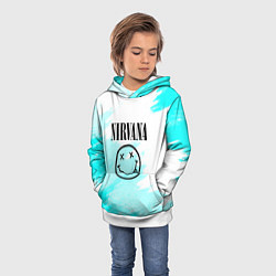 Толстовка-худи детская Nirvana rock music color, цвет: 3D-белый — фото 2
