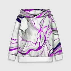 Толстовка-худи детская Фиолетово-белый мрамор, цвет: 3D-белый