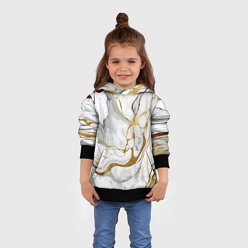 Детская толстовка Жёлто-белый мрамор / 3D-Черный – фото 4