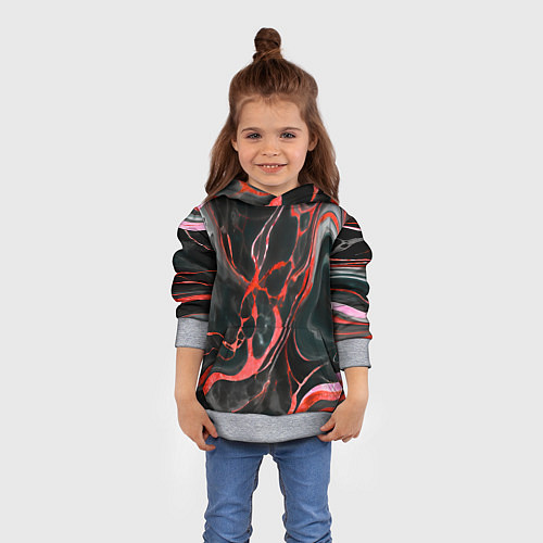 Детская толстовка Красно-чёрный мрамор / 3D-Меланж – фото 4