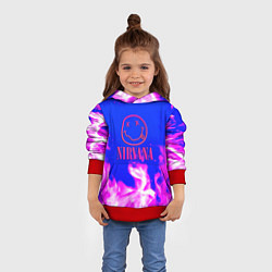 Толстовка-худи детская Nirvana neon flame, цвет: 3D-красный — фото 2