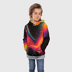 Толстовка-худи детская Жидкая пленка в блестках - нейросеть, цвет: 3D-меланж — фото 2