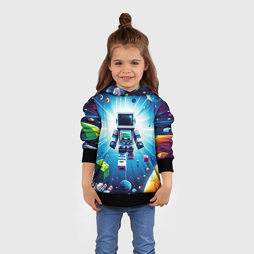 Детская толстовка Minecraft - an astronaut in outer space / 3D-Черный – фото 4