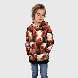 Толстовка-худи детская Поросята, цвет: 3D-черный — фото 2