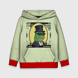 Толстовка-худи детская Pepe is the main cryptocurrency, цвет: 3D-красный
