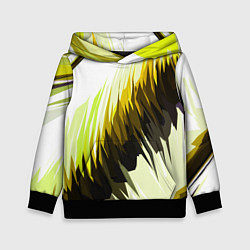 Толстовка-худи детская Чёрно-жёлтые острые полосы на белом фоне, цвет: 3D-черный