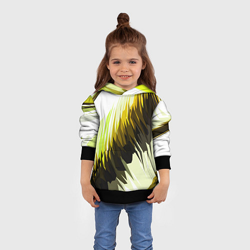 Детская толстовка Чёрно-жёлтые острые полосы на белом фоне / 3D-Черный – фото 4