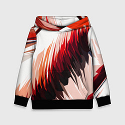 Толстовка-худи детская Чёрно-красные острые полосы на белом фоне, цвет: 3D-черный