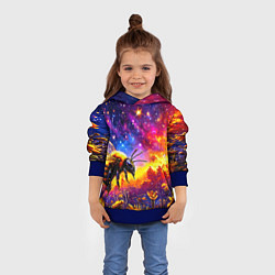 Толстовка-худи детская Пчелка в космосе, цвет: 3D-синий — фото 2