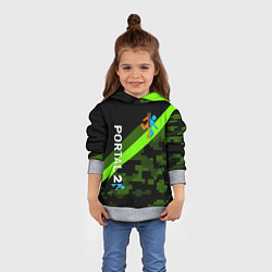 Толстовка-худи детская Portal camo steel geometry, цвет: 3D-меланж — фото 2