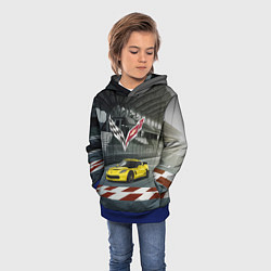 Толстовка-худи детская Шевроле корвет - гоночная команда, цвет: 3D-синий — фото 2