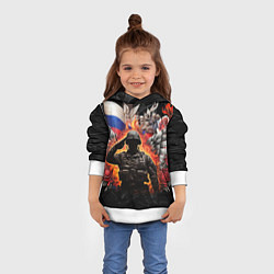 Толстовка-худи детская Защитник отечества с ангельскими крыльями, цвет: 3D-белый — фото 2