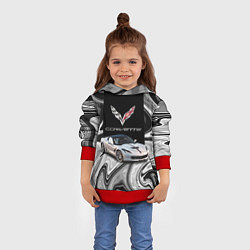 Толстовка-худи детская Chevrolet Corvette - motorsport racing team, цвет: 3D-красный — фото 2