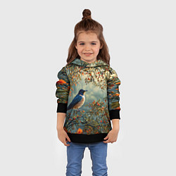 Толстовка-худи детская Ласточка пейзаж, цвет: 3D-черный — фото 2