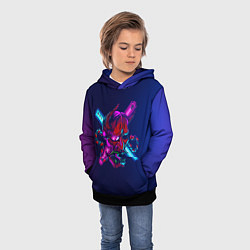 Толстовка-худи детская Демон они неоновый, цвет: 3D-черный — фото 2