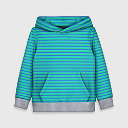 Толстовка-худи детская Полосатый сине-зелёный, цвет: 3D-меланж