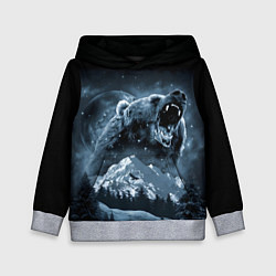 Толстовка-худи детская Медведь в зимнем лесу, цвет: 3D-меланж