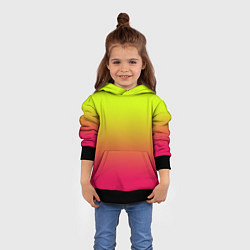 Толстовка-худи детская Градиент салатовый в розовый, цвет: 3D-черный — фото 2