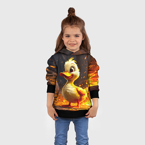 Детская толстовка Утенок в огне / 3D-Черный – фото 4