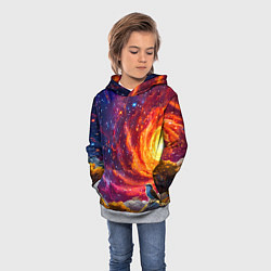 Толстовка-худи детская Кукушка в космосе, цвет: 3D-меланж — фото 2