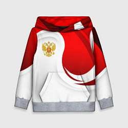 Толстовка-худи детская Россия - красный и белый, цвет: 3D-меланж