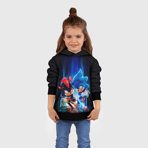 Детская толстовка Соник и Шэдоу бегут наперегонки / 3D-Черный – фото 4
