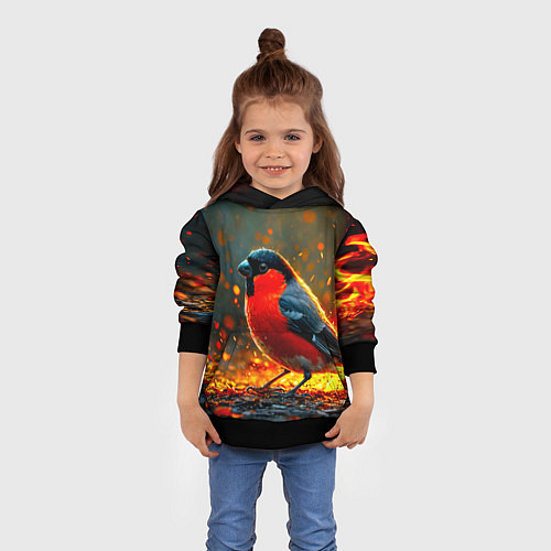 Детская толстовка Снегирь в огне / 3D-Черный – фото 4