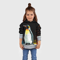 Толстовка-худи детская Пингвин на черном, цвет: 3D-меланж — фото 2