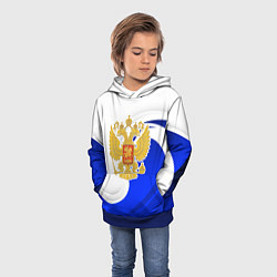 Толстовка-худи детская Герб России - белый и синий, цвет: 3D-синий — фото 2