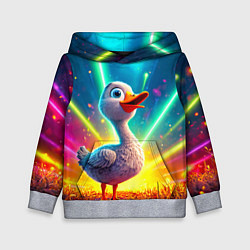 Толстовка-худи детская Веселая уточка, цвет: 3D-меланж