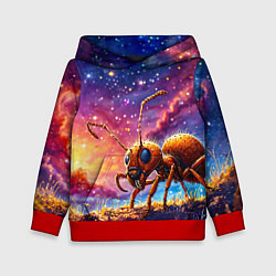 Толстовка-худи детская Муравей в космосе, цвет: 3D-красный