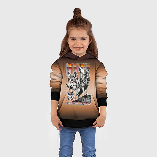 Детская толстовка Волки с надписью / 3D-Черный – фото 4