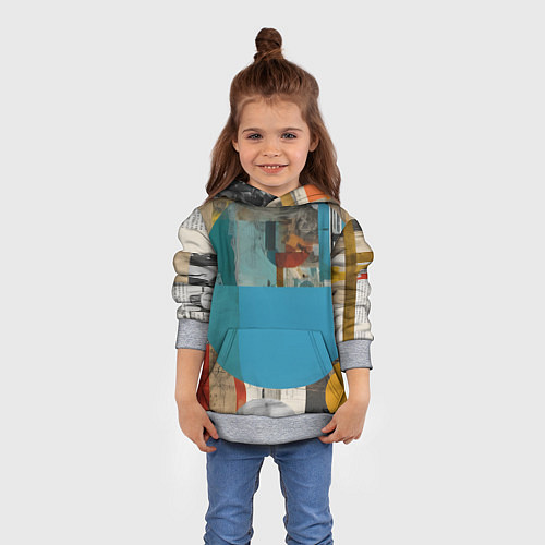 Детская толстовка Абстрактный ретро коллаж / 3D-Меланж – фото 4