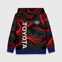 Толстовка-худи детская Toyota - красные языки пламени, цвет: 3D-синий