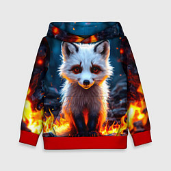 Толстовка-худи детская Песец в огне, цвет: 3D-красный