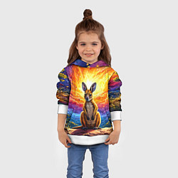 Толстовка-худи детская Кенгуру в космосе, цвет: 3D-белый — фото 2