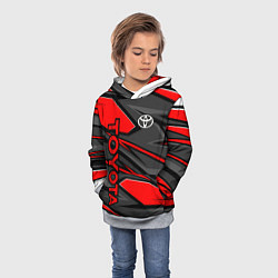 Толстовка-худи детская Toyota - красная абстракция, цвет: 3D-меланж — фото 2