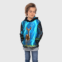 Толстовка-худи детская Олененок в разрядах молний, цвет: 3D-меланж — фото 2