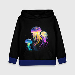 Толстовка-худи детская Танец трёх медуз, цвет: 3D-синий