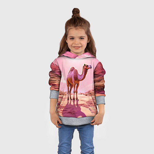 Детская толстовка Верблюд в розовой пустыне / 3D-Меланж – фото 4