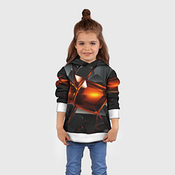 Толстовка-худи детская Красные стекла и черные камни - текстура, цвет: 3D-белый — фото 2