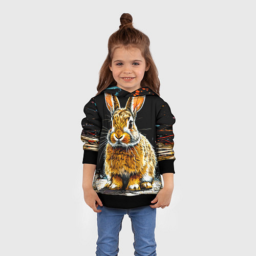 Детская толстовка Заяц на черном / 3D-Черный – фото 4